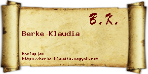 Berke Klaudia névjegykártya